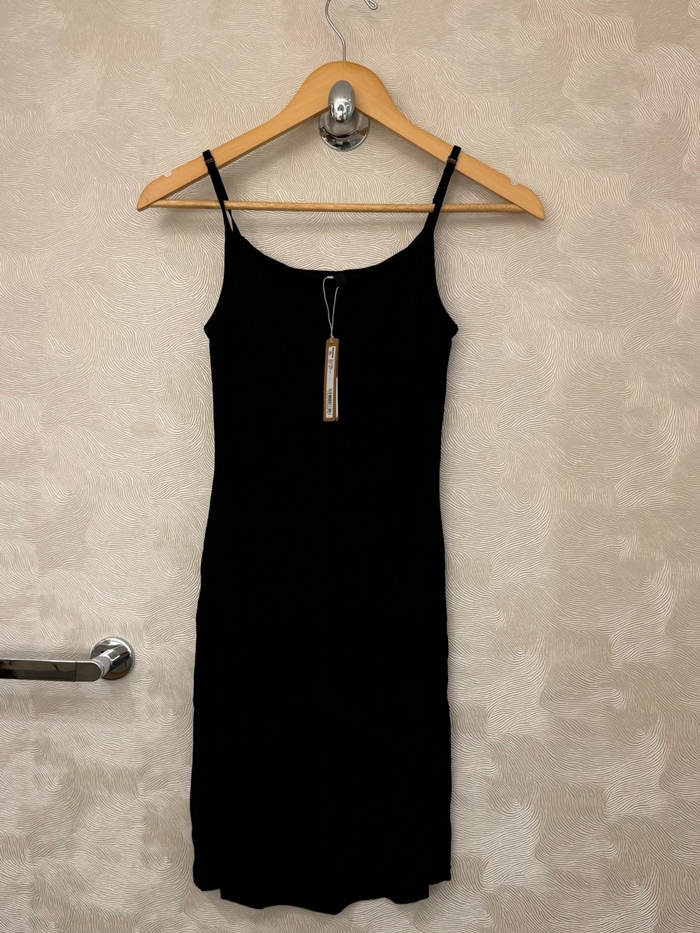 SKIMS Soft Lounge Rib Mini Slip Dress Onyx Black Size Small NWT